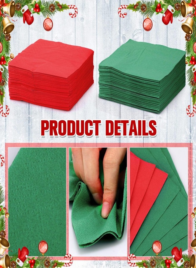 Teling 50 Pcs Christmas Paper Napkins Disposable Red Green Napkins for Christmas Holidays Wedding Home Luncheon Reception Tea Party Dining Supplies Xmas Party Decorations (Red,Green) - Image 2